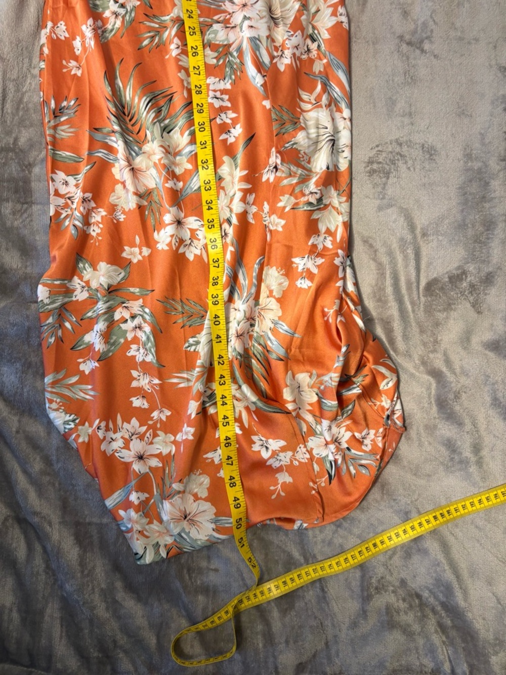 Paper Heart Orange Floral Cowl Neck Slip Midi Dress Resortwear Sz L - Picture 5 of 5